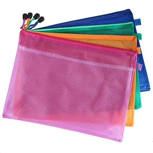 Double Layer A4 Size Durable Heavy Office Filing Documents Supplies Storage Folder Travel Accessories Pouch Onegirl Thicken Waterproof Zipper File Bags Pack of 10 Piece 10PCS Set 
