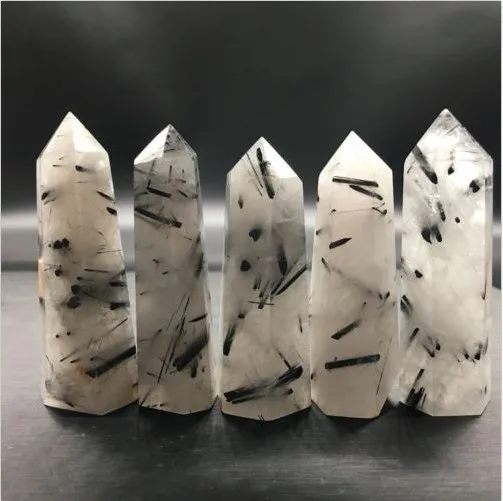 Натуральный черный турмалин rutilaed quartz point 1 шт.|Камни| |