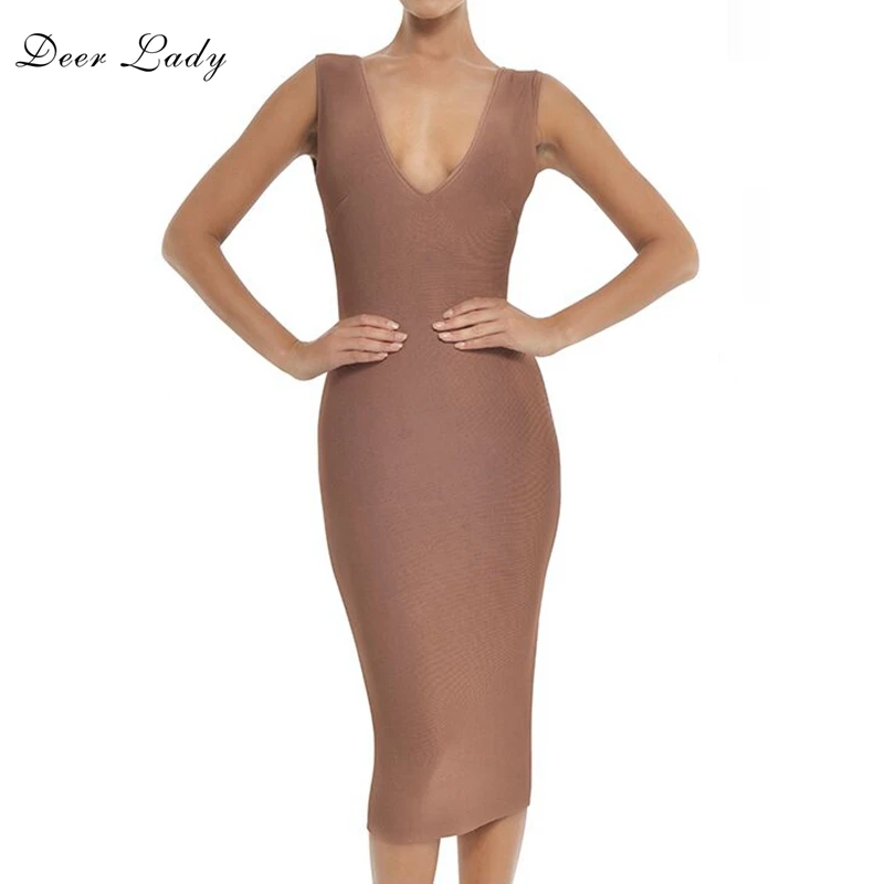 tan bandage dress 1