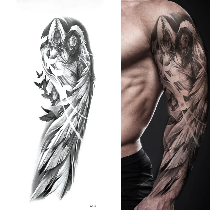 Временная татуировка, двойной пистолет, женские водонепроницаемые временные наклейки для татуировки для мужчин женщин взрослых детей, темная Марка
