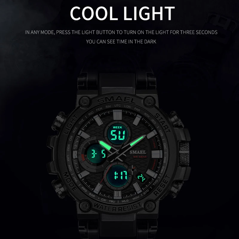 Men Military Watch 50m Waterproof Wristwatch LED Quartz Clock Sport Watch Male relogios masculino 1