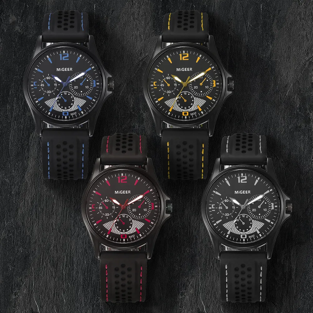 

Men Fashion Silicone strap Sport Cool Quartz Hours Wrist Analog Watch Sport Watch Top brands Luminous wrist watch Masculinity