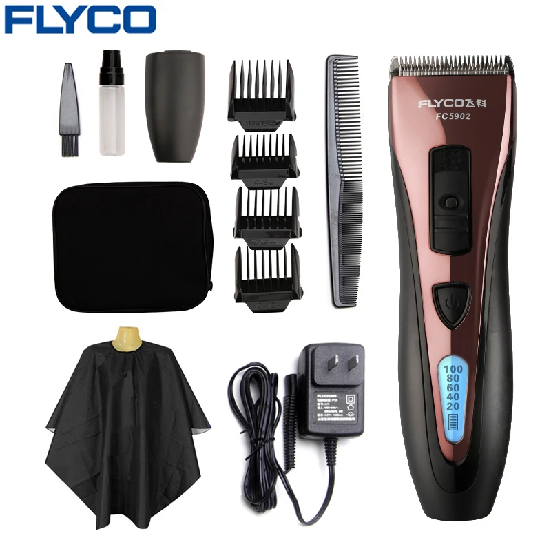 FLYCO Professional Stainless Steel Hair Trimmers waterproof Electric Hair Clippers for Men with LED Show Cutting machine FC5902