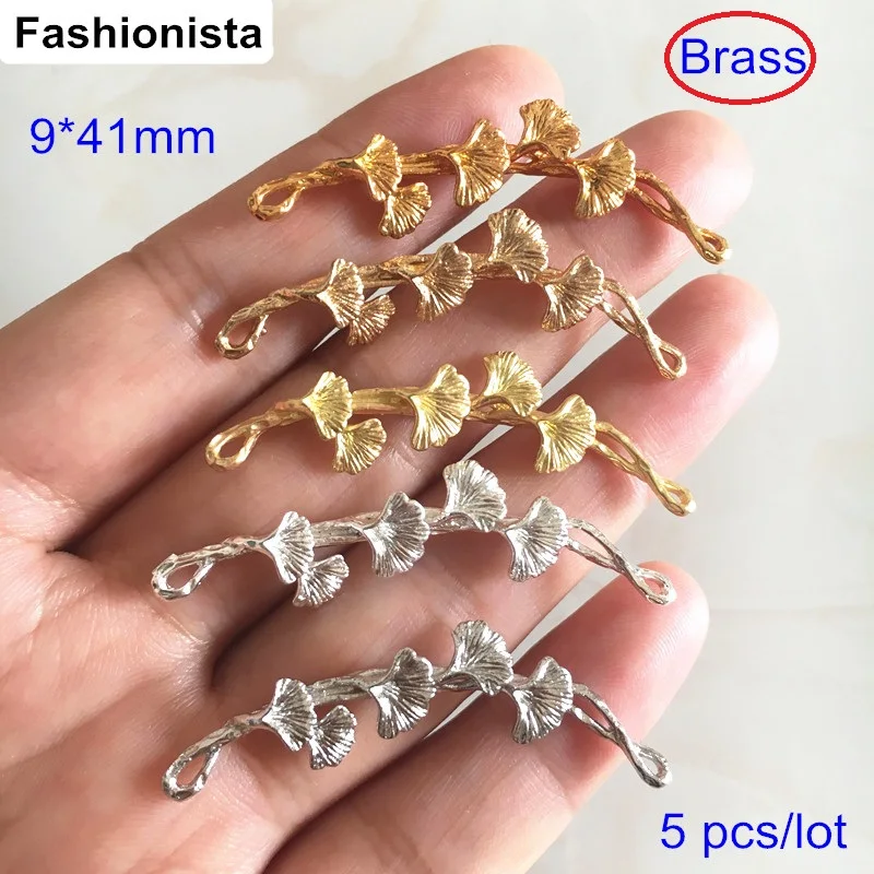 

Free Shipping - 5 pcs Gingko Leaf Wisteria Connectors,9*41mm Brass Casting Crafts Jewelry Link,Bronze / Silver / Steel / Brass