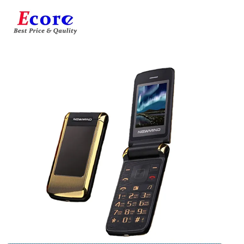 

Newmind V518 Flip Dual Screen Cellphone Vibrate Senior Mobile Phone Dual SIM With MP3 MP4 Clamshell Cell Phone For Old People