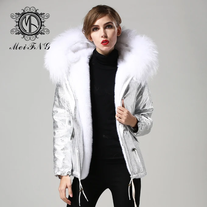 Модная популярная женская короткая куртка из искусственного меха зимняя верхняя одежда серебро оболочки пальто