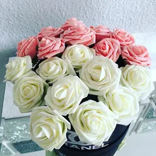 10 головок 8 см искусственные розы цветы Свадьба День Святого Валентина Декор Шелковый цветочный шар центральные украшения мяты Висячие Цветы