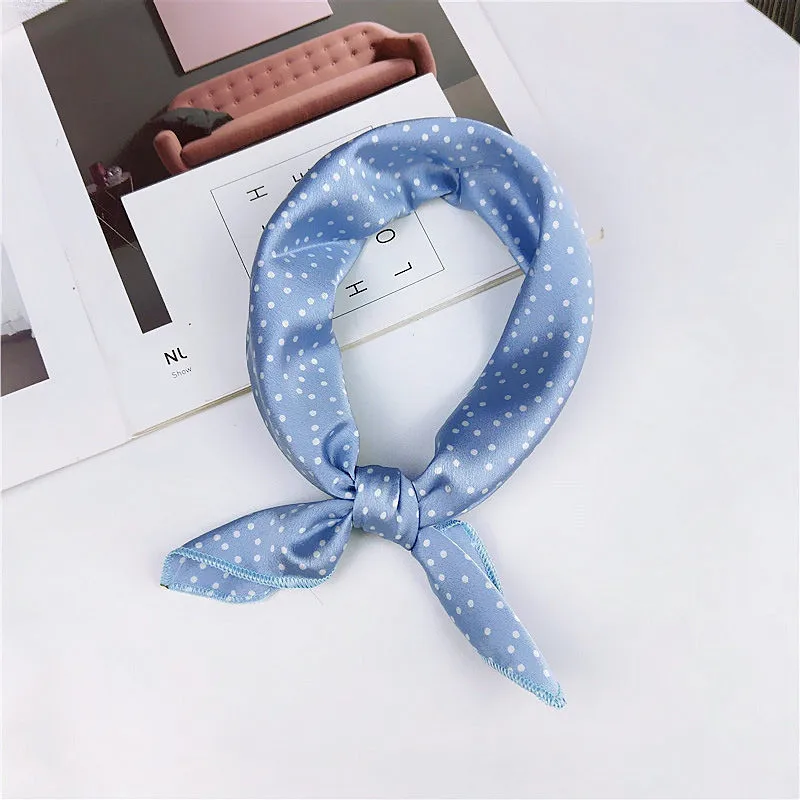 fashion Square Scarf Hair Tie Band Party Women Elegant Small Vintage Skinny Retro Head Neck Silk Satin Scarf, square scarves - Цвет: 6