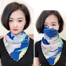 Женская весенне-летняя большая маска от солнца, Солнцезащитный шелковый шарф, Дамский PM 2,5, дышащий, для верховой езды, с муфтой, R831