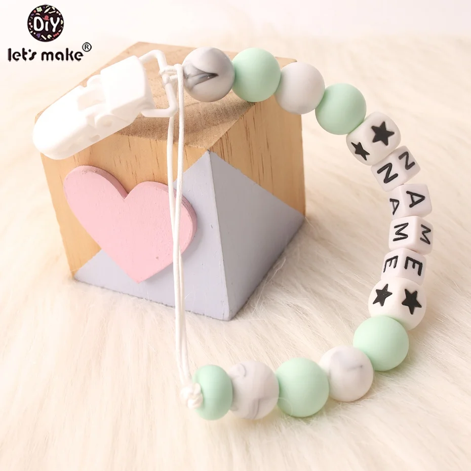 

Let's Make 1pc Baby Silicone Teether Interactive Toys Customize The Baby's Name Non-toxic Pacifier Clips Neutral Gifts Teether