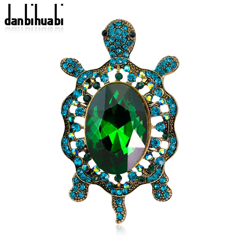 

Danbihuai Retro Boho Natural Green Blue Stone Turtle Brooch Pins Women Steampunk Tortoise Mini Brooches Jewelry
