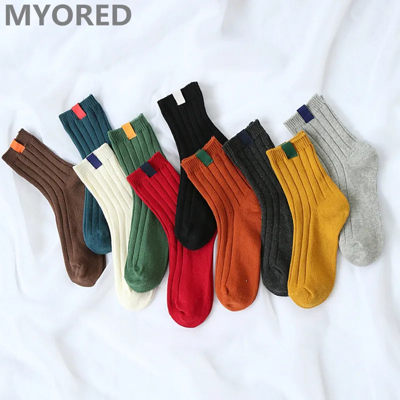 Buy MYORED Solid Colors Women's Fashion Cotton Socks Colorful Knitted striped