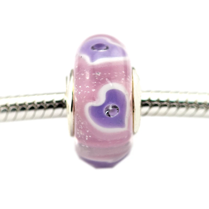 

CKK Fits Pandora Bracelet Plentiful Hearts Murano Glass Charm 925 Sterling Silver Original Beads for Jewelry Making Berloque