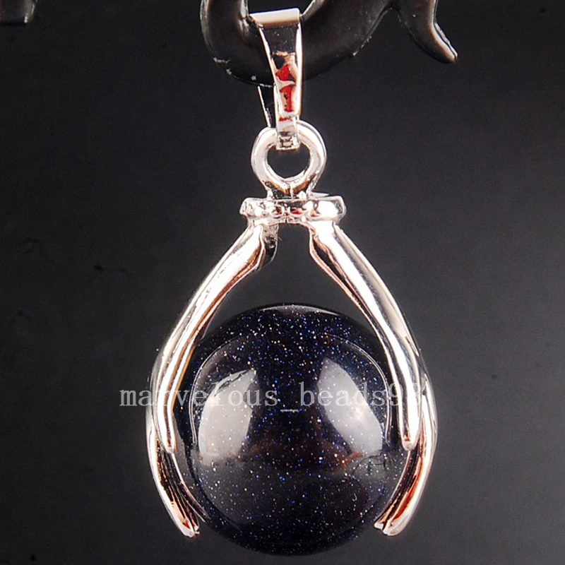 

Free Shipping Beautiful jewelry Blue Goldstone Round Ball Hand Women Men Pendant bead 1pcs PC4104