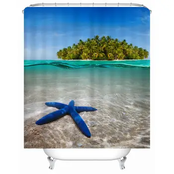 

Real 3d Waterfall Scenic Waterproof Home Decoration Shower Curtain Beach Bathroom Products Polyester Bath Cortina De Bano AP11G