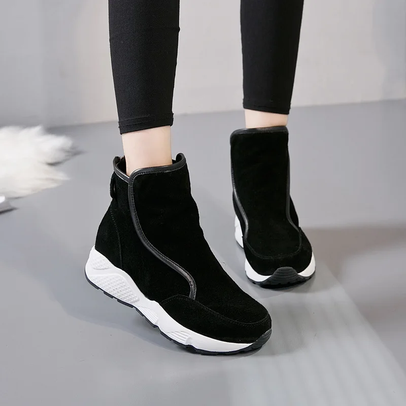 

Women's Snow Boot Genuine Leather Warm Plush Female Winter Boots Ankle Boots For Women Platform Rubber Sole Woman Winter Boot