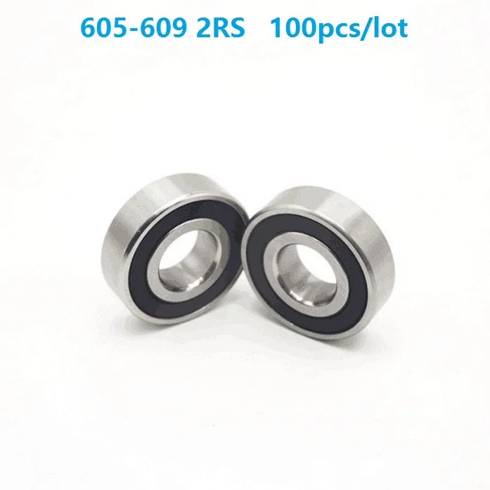 

100pcs/lot 605-2RS 606-2RS 607-2RS 608-2RS 609-2RS Sealed Miniature Deep Groove Ball Bearing 605RS 606RS 607RS 608RS 609RS