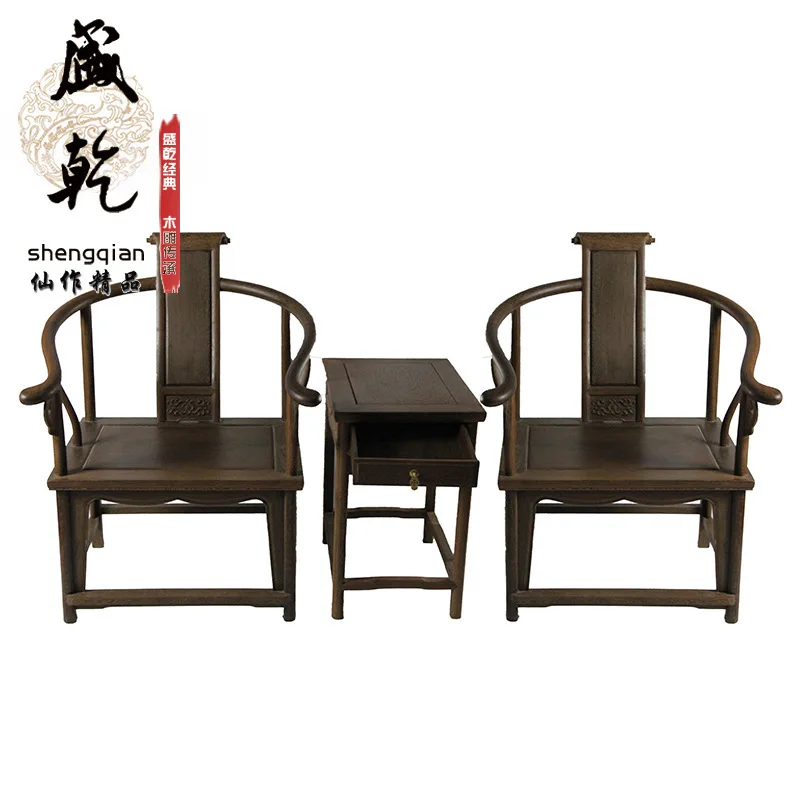 

Sheng dry wood carving wooden wings fairy palace for the Ming and Qing classical club chair designed for three-piece mahogany fu