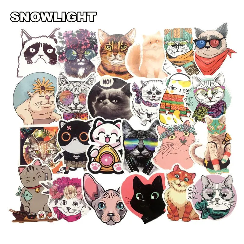 

HOT 50Pcs/lot Cartoon Fat Cat Stickers For Snowboard Laptop Luggage Fridge Car Styling Vinyl Home Decor Graffiti DIY Stickers