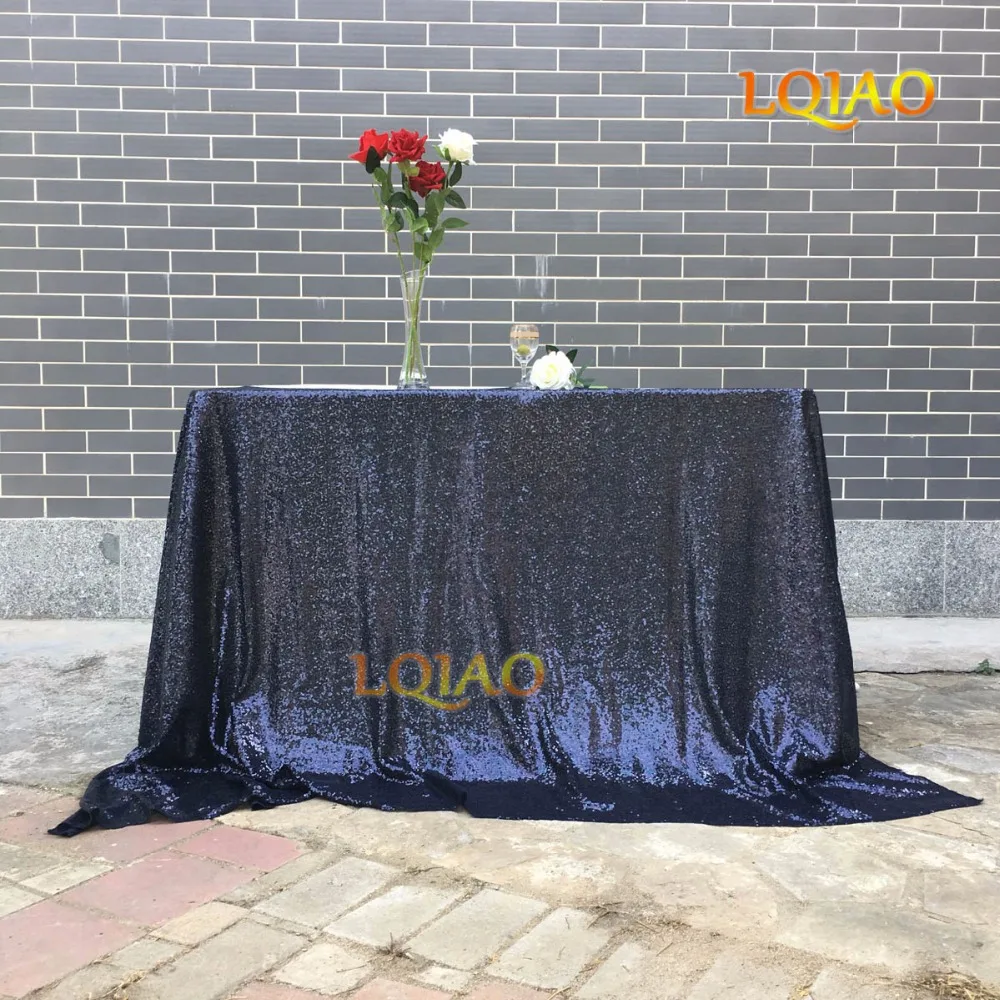 

(225x330cm) 90x132in Luxury Navy Blue Sequin Tablecloth for Wedding Decoration Table Rectangular Table cloth,Sequin Linens