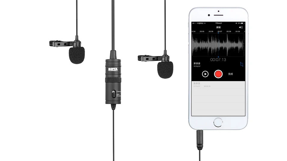 BOYA BY-M1DM двойная головка петличный всенаправленный конденсаторный микрофон аудио запись для iPhone Andriod DSLR Canon Nikon видеокамера