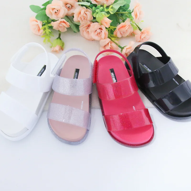 Mini Melissa/оригинальные 3 цвета; Новинка года; прозрачные сандалии для девочек; детские сандалии для мальчиков; детская пляжная обувь; нескользящая обувь для малышей