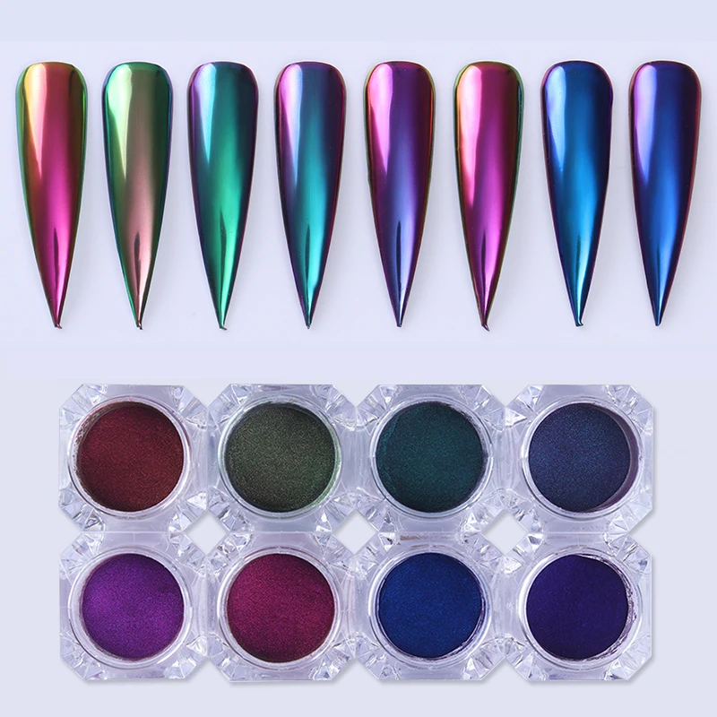 

0.5g Chrome Mirror Powder Colorful Nail Art Glitter Chameleon Pigment Powder Nail Tips Decoration Gel Polish Dust For Nail Gel