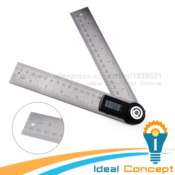 Angle Finder Protractor Stainless Steel Ruler 400mm Blade 360 degree