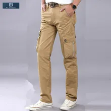 [EL Barco] хлопковые повседневные брюки карго мужские осенние мягкие черные Хаки армейские зеленые мужские длинные свободные брюки на молнии Одежда с карманами плюс
