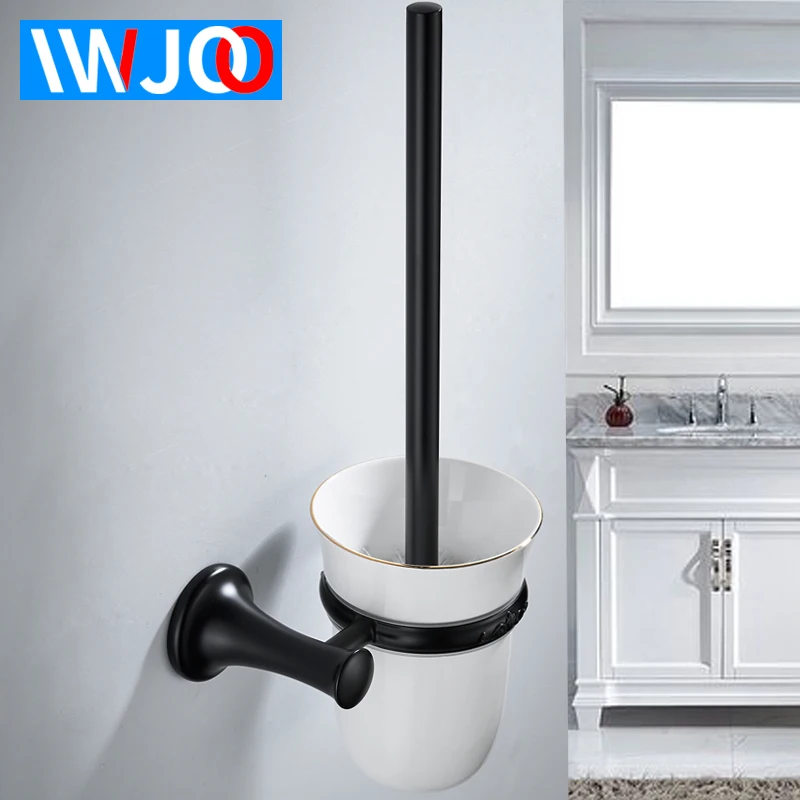 

Toilet Brush Holder Black Stainless Steel Toilet Brush Holder Ceramic Set Wall Mounted Bathroom Accessories Hardware