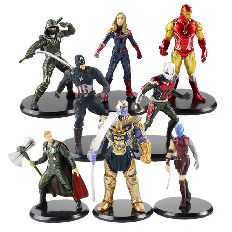 Экшн фигурки героев Endgame Thanos Iron Man Thor Captain America Carol Ant модель игрушек 8 шт./лот|Игровые