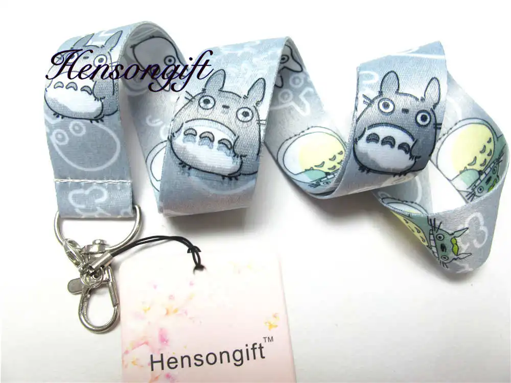 Hensongift мальчик Тоторо значок ремешок для ключей японского аниме ремешки на шею для мобильного телефона мультфильм брелки прекрасный подарок для детей - Цвет: Черный