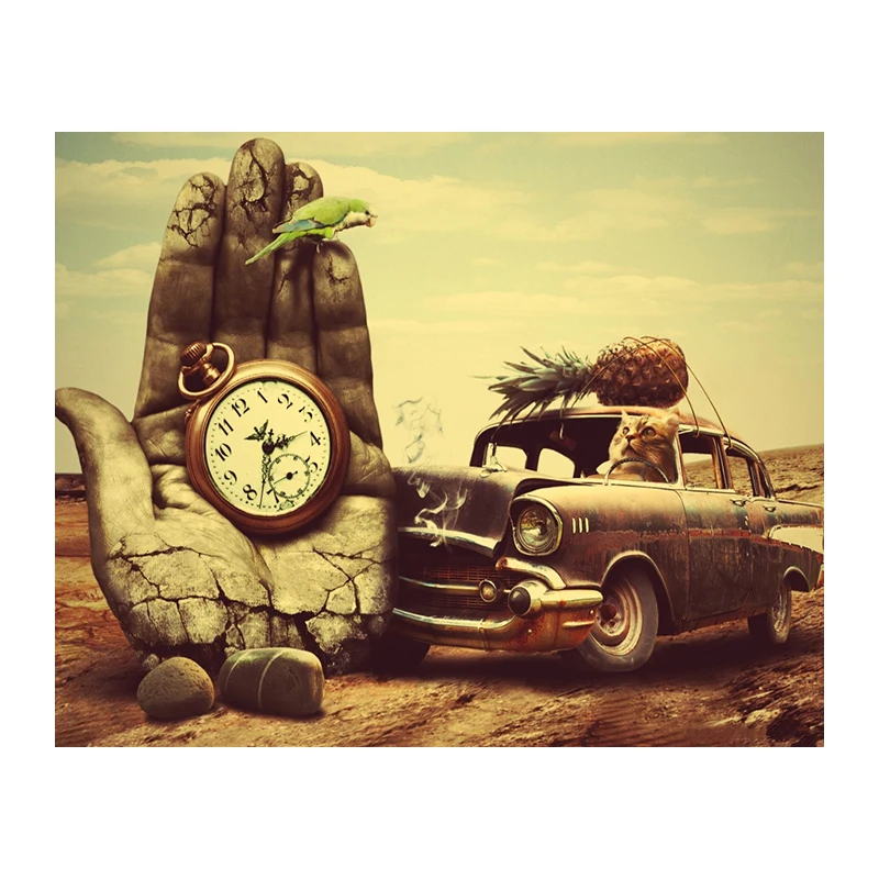 5D retro round square diamond painting cross stitch l full diamond embroidery antique pocket watch car WHH