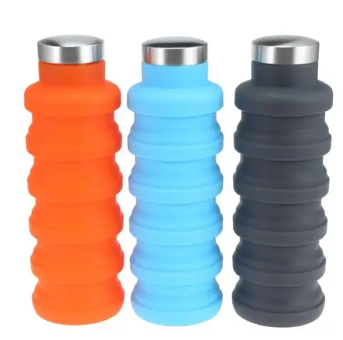 

225-500ML Water Bottle Portable Silicone Retractable Folding Water Bottle Outdoor Travel Telescopic Collapsible Bottle With Lid