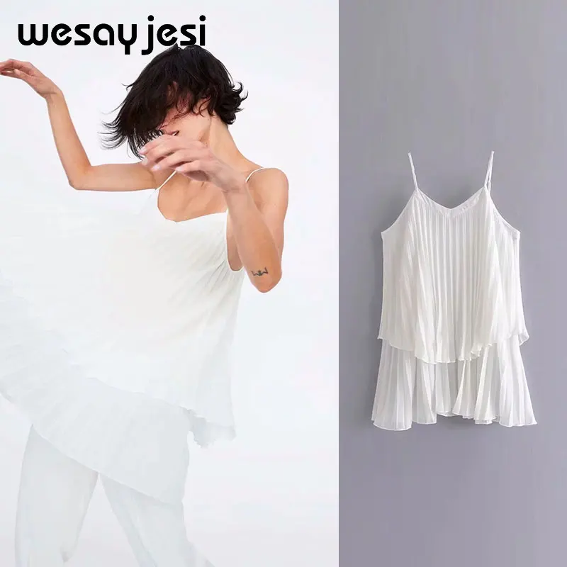 

2019 summer spring dress women vestidos a-line cascading ruffle sleeveless mini spaghetti strap vestidos de fiesta party dress