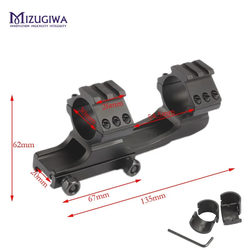 

MIZUGIWA Tactical Cantilever Heavy Duty 25.4mm 30mm Dual Ring Scope Cantilever Mount Picatinny Weaver Rail Pistol Airsoft Gun