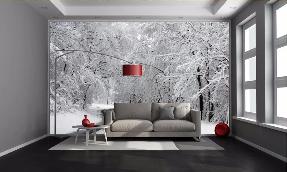 Beibehang пользовательские обои белые снежные леса Фреска диван кровать ТВ фон стены гостиной спальни фон Фреска 3d обои