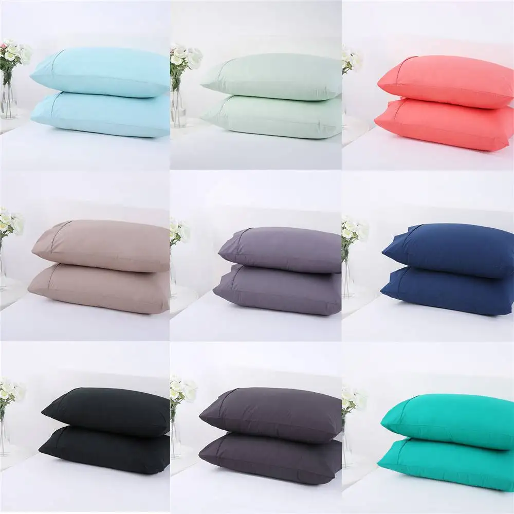 Buy Solid 250 Thread Count Poly cotton Pillow Case Pair Percale Multiple color