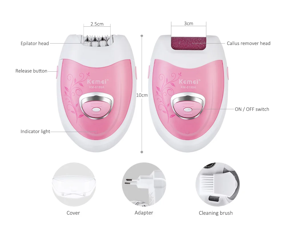 KEMEI Rechargeable 2 In 1 Electric Epilator KM6199A 1NOWmy Digimate