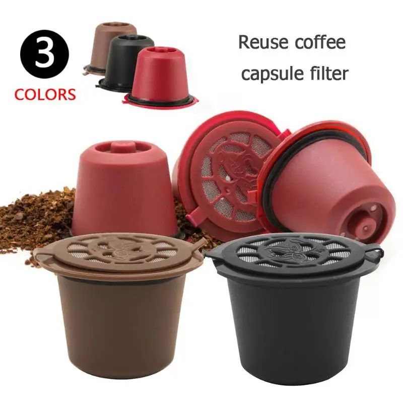 

1PC Reusable Refillable Coffee Capsule With Spoon Plastic Coffee Filter Pod For Nespresso Machine Refill Coffee Capsule Filter