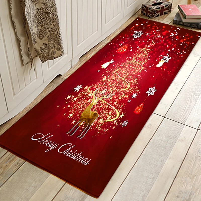 

Christmas Carpet for Kitchen Floor Mat Anti-slip Decorative Area Rugs for Dining Room Merry Christmas Door Mat New Year Gift