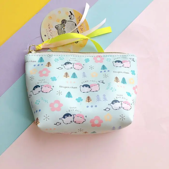  cute Positive energy Penguin PU Leather Cosmetic bag storage bags