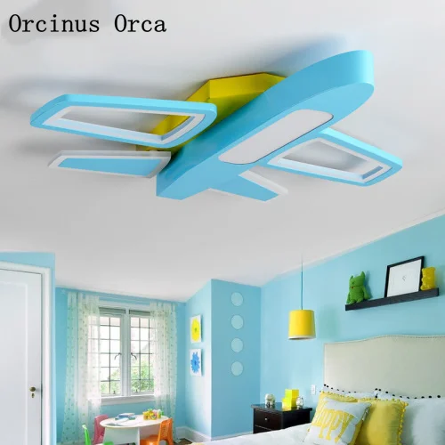 

New Cartoon Creative Aircraft ceiling lamp Boys'Bedroom Children's Room Lamp Modern Simple Color Fighter LED ceiling lamp