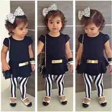 Baby Girl clothes 3pcs Short Sleeve T-shirt+Pants+Belt Set Clothes Kids Summer Outfits children clothes