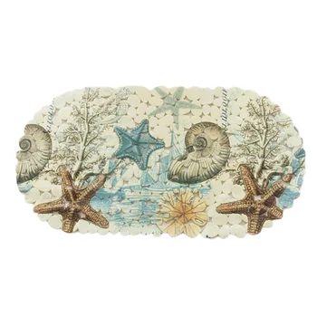 

1PCS Non-slip Mat Bathroom Hotel Household Elegant Blue Beach Shower Floor Bathing Mat Carpet with Suction Cup A30