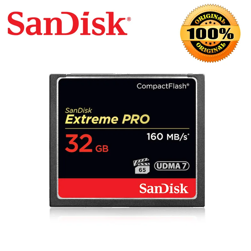 Двойной Флеш-накопитель SanDisk Extreme Pro CF карта 64 ГБ 32 ГБ оперативной памяти, 16 Гб встроенной памяти, 128 Гб карта памяти Compactflash до 160 МБ/с. читать Скорость для богатых 4K и записи видео в формате Full HD