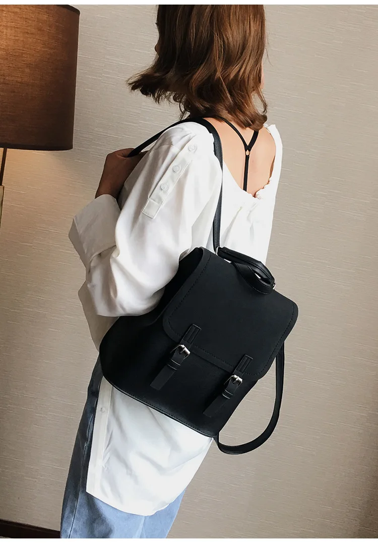 Модный женский рюкзак, школьная сумка, Высококачественная женская сумка из искусственной кожи с эффектом потертости, сумка для колледжа, хит цвета, рюкзак для путешествий