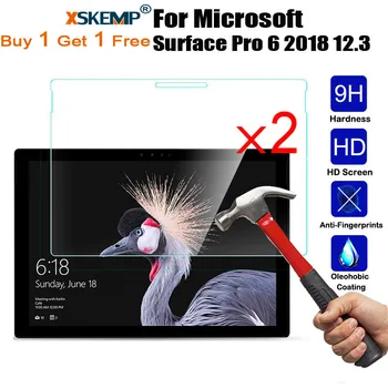 

XSKEMP 2Pcs Premium 9H Tempered Glass Tablet Screen Protector for Microsoft Surface Pro 6 2018 12.3 Ultra Clear Protective Cover