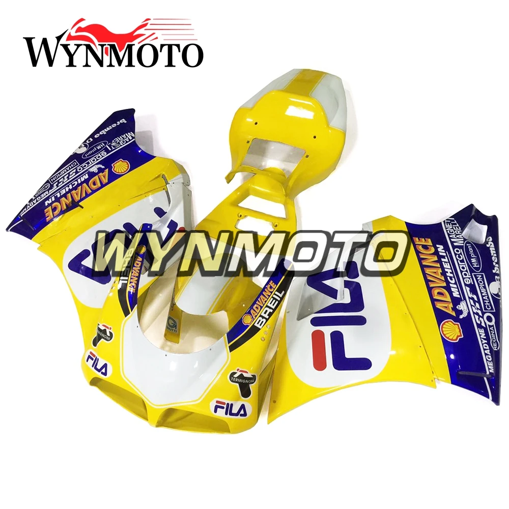 Полный Мотоцикл желтый белый синий для Ducati 996 748 916 998 Monoposto 1996-2002 ABS пластик обтекатели комплект Cowlings