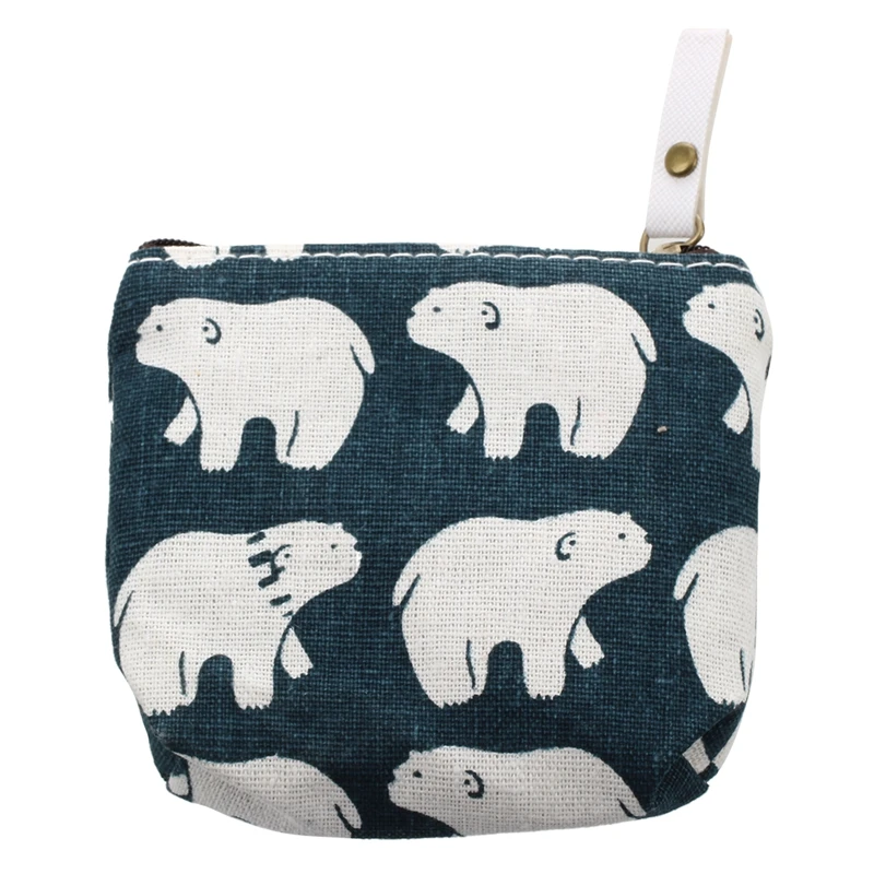 

Cute Cartoon Animals Canvas Coin Purse Key Wallet Mini Storage Bag(Polar bear)